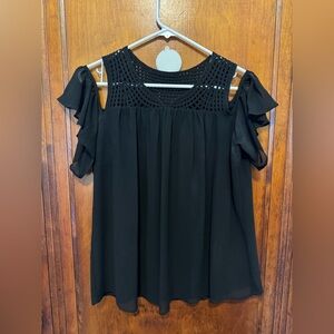 Chic Black Women's Blouse with Cut-Out Design